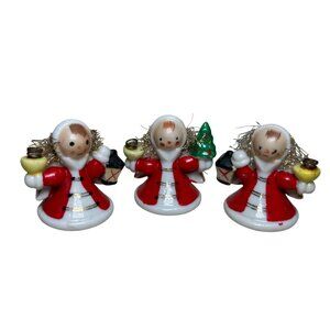 Vintage Christmas Mini Tinsel Agnel Candleholders Set of 3 Japan